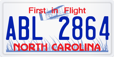 NC license plate ABL2864
