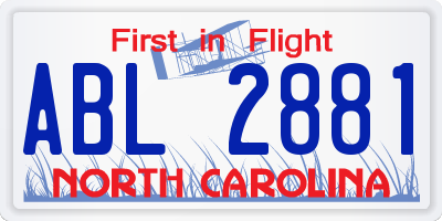 NC license plate ABL2881