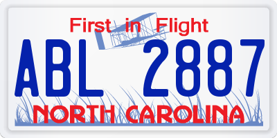 NC license plate ABL2887