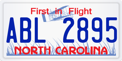 NC license plate ABL2895
