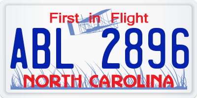 NC license plate ABL2896