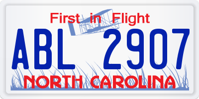 NC license plate ABL2907
