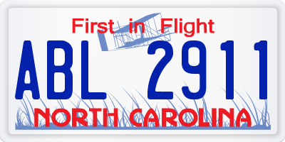 NC license plate ABL2911