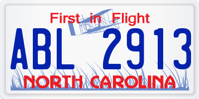 NC license plate ABL2913