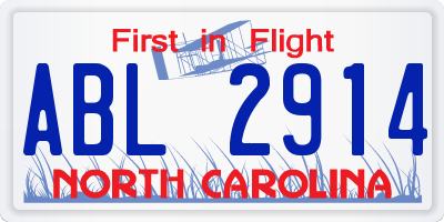 NC license plate ABL2914