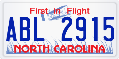 NC license plate ABL2915