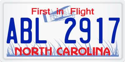 NC license plate ABL2917