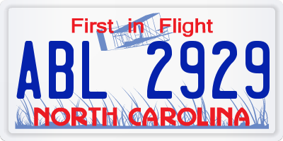 NC license plate ABL2929