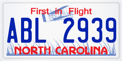 NC license plate ABL2939
