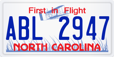 NC license plate ABL2947