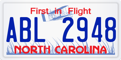 NC license plate ABL2948
