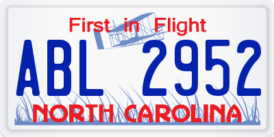 NC license plate ABL2952