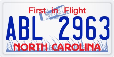 NC license plate ABL2963