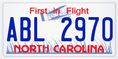 NC license plate ABL2970