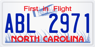 NC license plate ABL2971