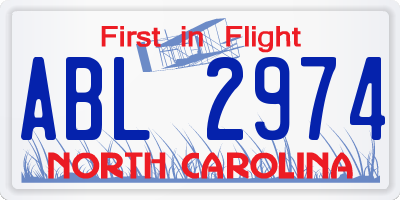 NC license plate ABL2974