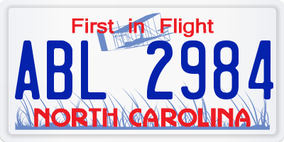 NC license plate ABL2984