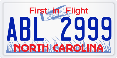 NC license plate ABL2999