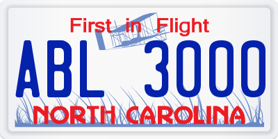 NC license plate ABL3000