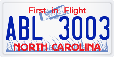 NC license plate ABL3003