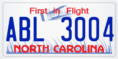 NC license plate ABL3004