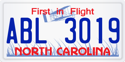 NC license plate ABL3019