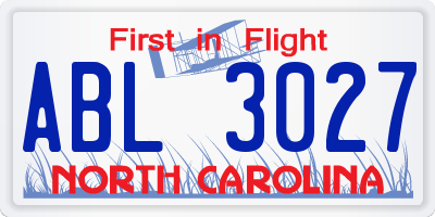 NC license plate ABL3027