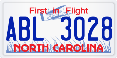 NC license plate ABL3028