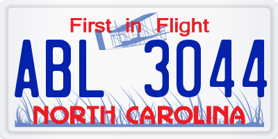 NC license plate ABL3044