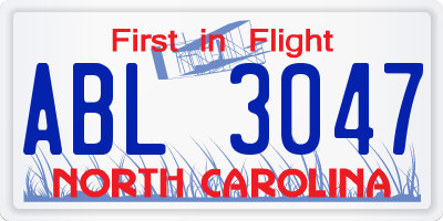 NC license plate ABL3047