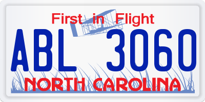 NC license plate ABL3060
