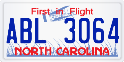 NC license plate ABL3064