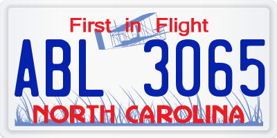 NC license plate ABL3065