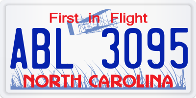 NC license plate ABL3095