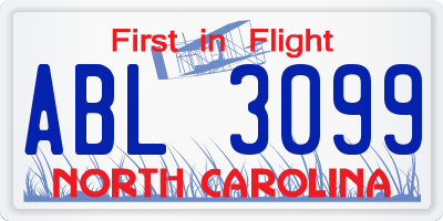 NC license plate ABL3099