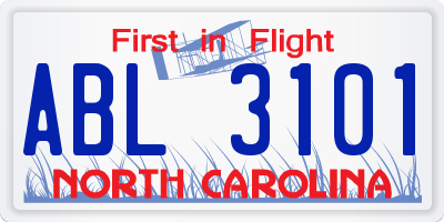 NC license plate ABL3101
