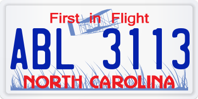 NC license plate ABL3113