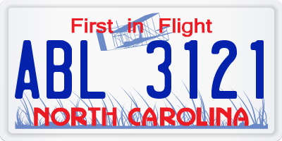 NC license plate ABL3121