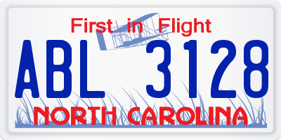 NC license plate ABL3128