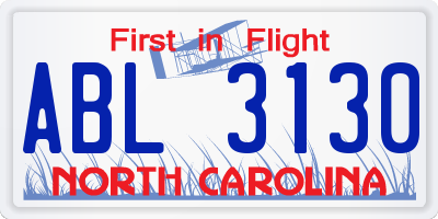 NC license plate ABL3130
