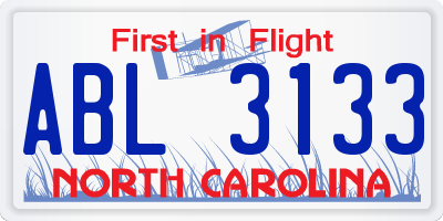 NC license plate ABL3133