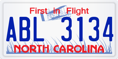 NC license plate ABL3134