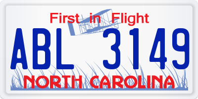 NC license plate ABL3149