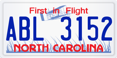 NC license plate ABL3152