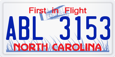 NC license plate ABL3153