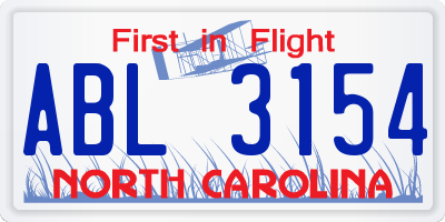 NC license plate ABL3154