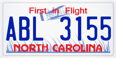 NC license plate ABL3155