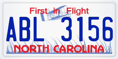 NC license plate ABL3156