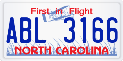 NC license plate ABL3166