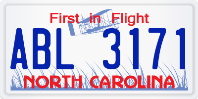 NC license plate ABL3171